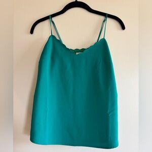 J. Crew Emerald Scalloped-Trim Spaghetti Strap Camisole